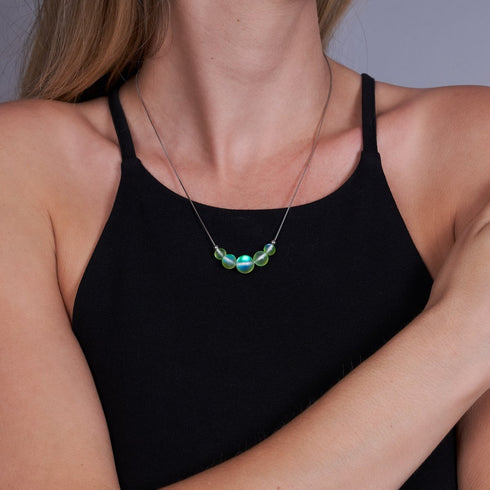 Émeraude | Argent sterling .925 | Collier fermoir infini verre sirène